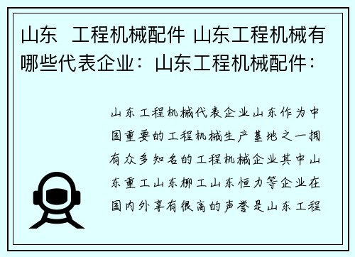 山东  工程机械配件 山东工程机械有哪些代表企业：山东工程机械配件：优质配件供应商